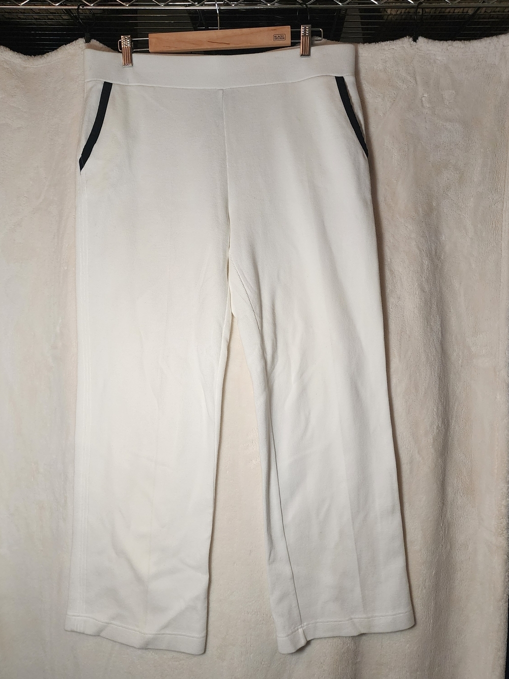 Lauren Ralph Lauren Cream Ponte Boot-Cut Pants with Black Trim